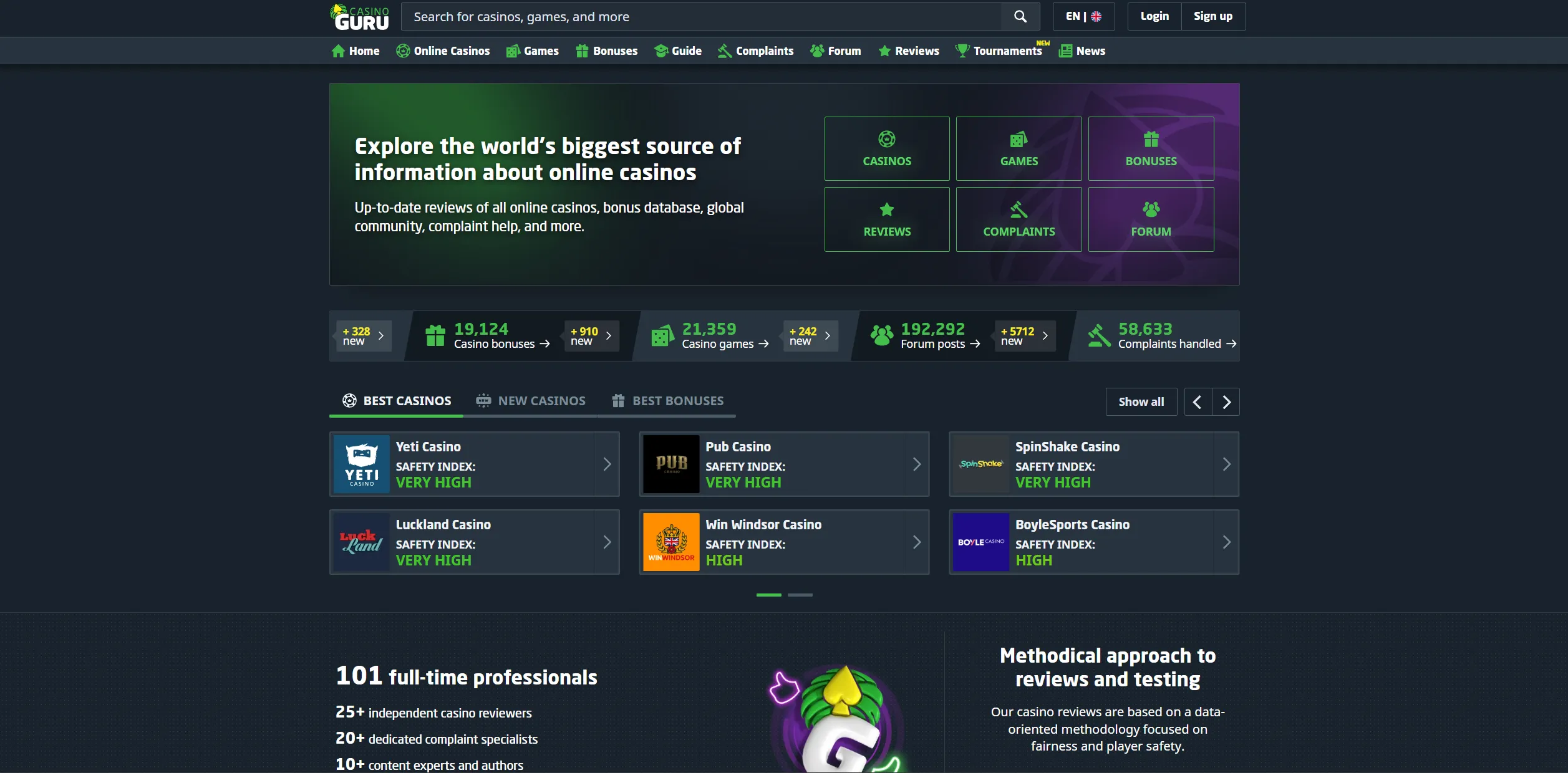 Screenshot of Casino.guru - No Deposit Casino - R250 for free to test Springbok Casino